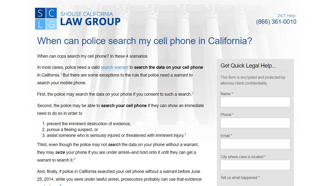 When can police search my cell phone in California? - Shouse Law Group